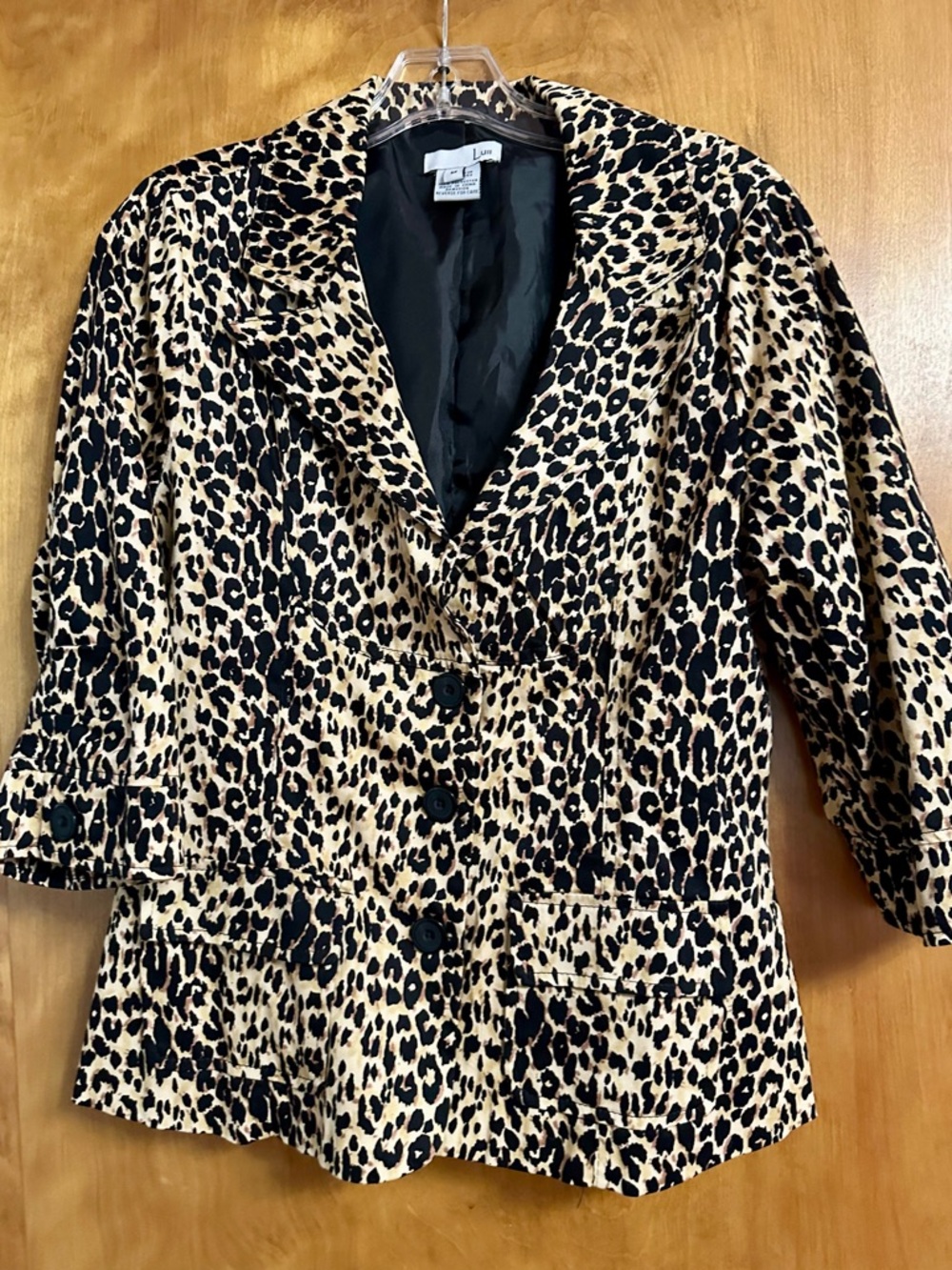 Luii Leopard Print Blazer Jacket - Black & Tan